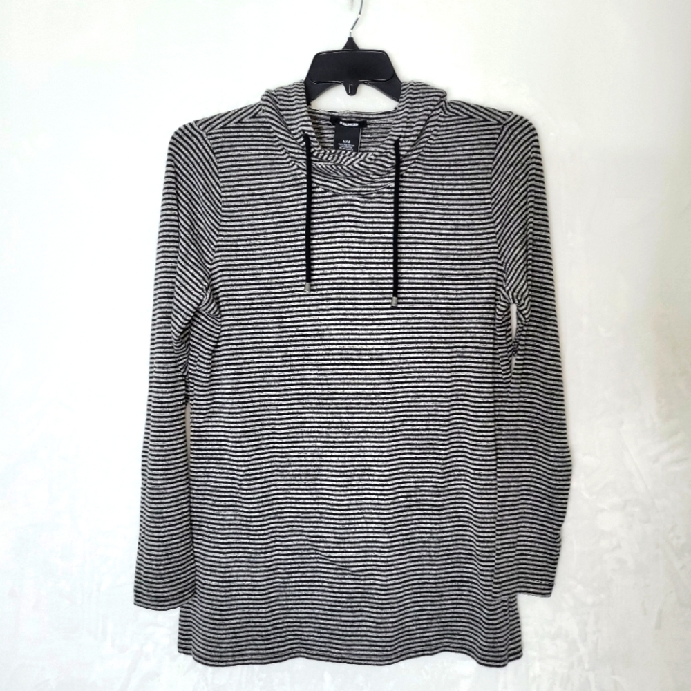 PREMISE Black and White Striped Hoodie